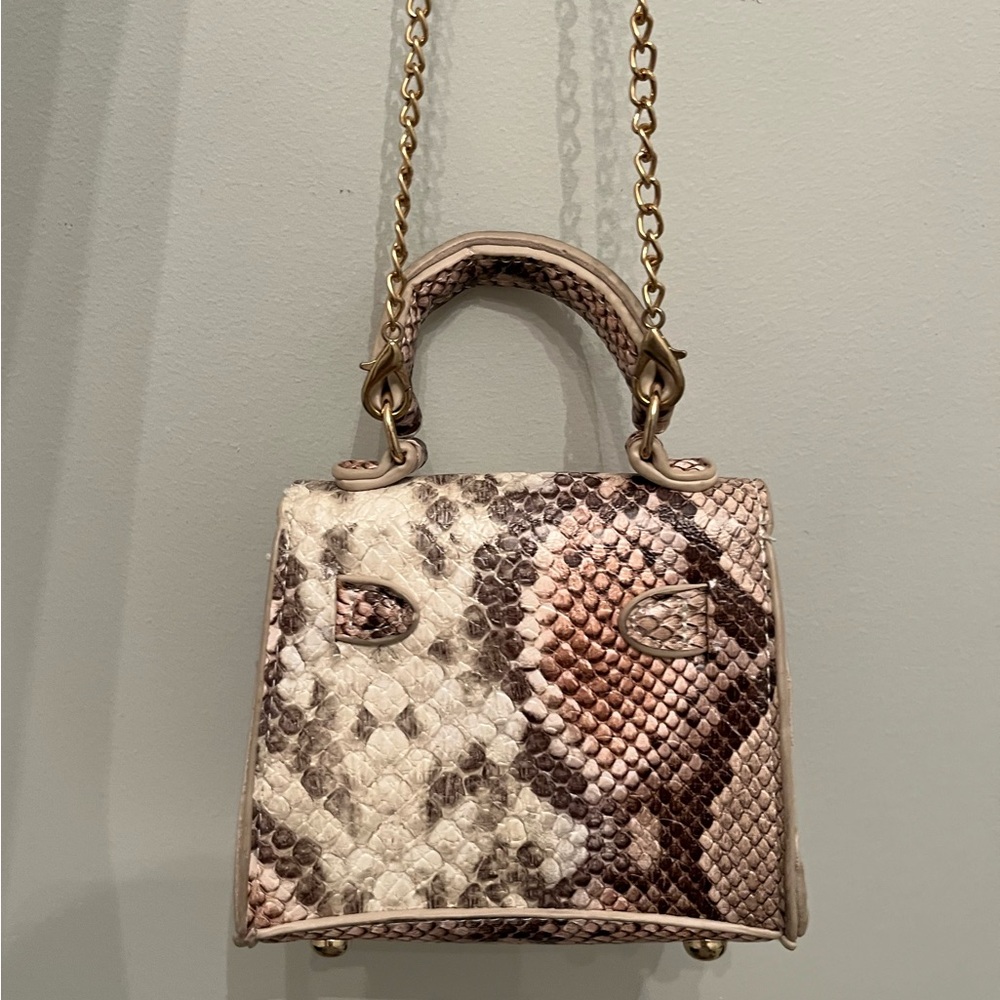 Mini Handbag Chain link Snakeskin Patterned - Picture 2 of 9